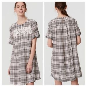 LOFT Lacy Plaid Swing Dress